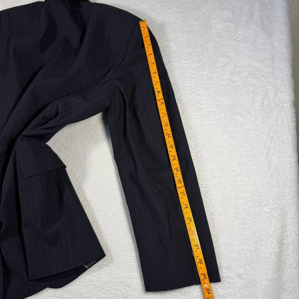 Vintage Graham‎ & Gunn Suit Jacket Mens 40R Navy Blue Pinstripe Blazer Wool 1990
